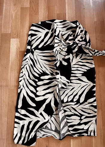 Bej-siyah belden bağlamalı etek - Görsel 3