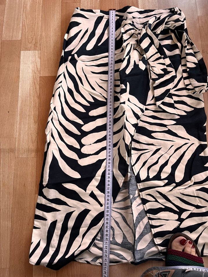 Bej-siyah belden bağlamalı etek - Görsel 4