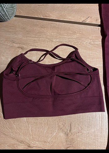 Bordo Spor Kadın Tayt ve üst takım - Görsel 3