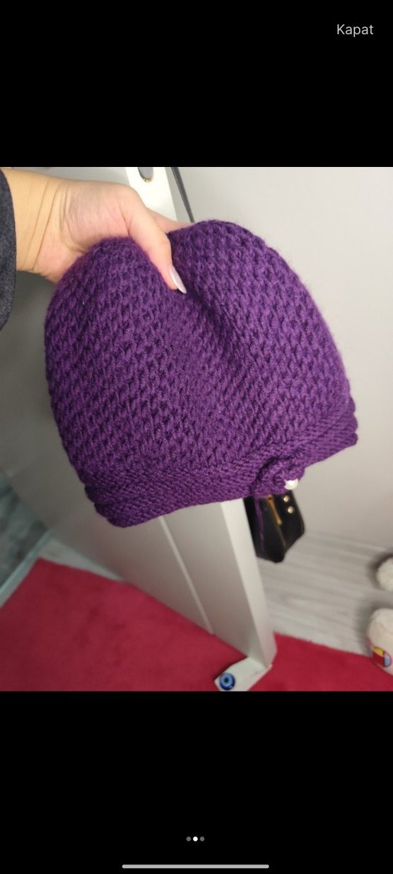 Mor Örgü Kadın Bere - Görsel 2