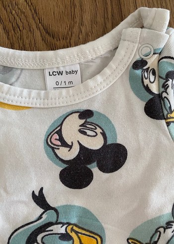 Uzun Kollu Mickey ve Donald Baskılı Beyaz Bebek Body - Görsel 4