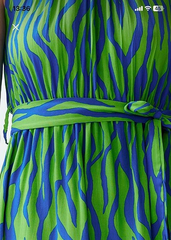 Yeşil Batik Desenli elbise - Görsel 3