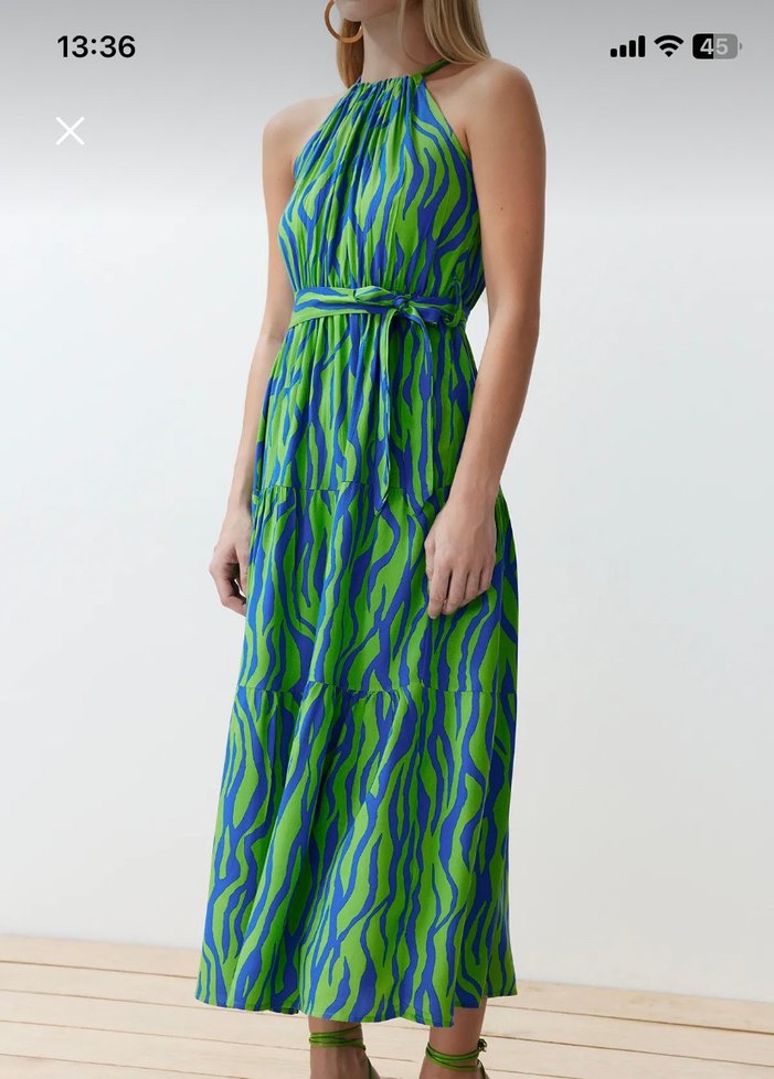 Yeşil Batik Desenli elbise - Görsel 2