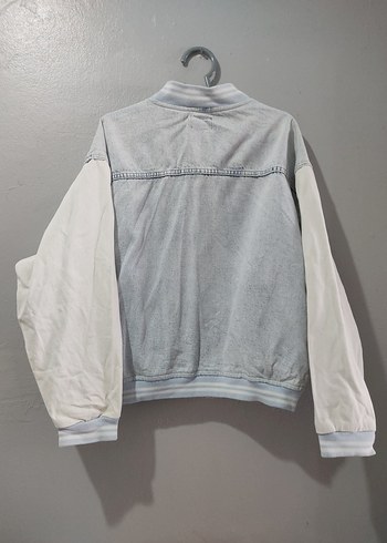 m Beden beyaz Renk Beyaz Gri Tie-Dye Kadın Denim Ceket