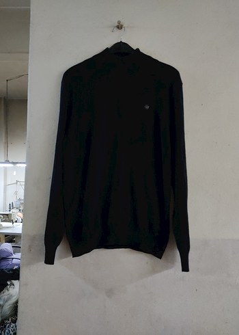 Erkek Siyah Yüksek Yaka Sweatshirt