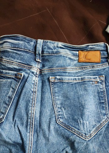 Kadın Mavi Kot Şort Mini Bol Kesim - Görsel 3