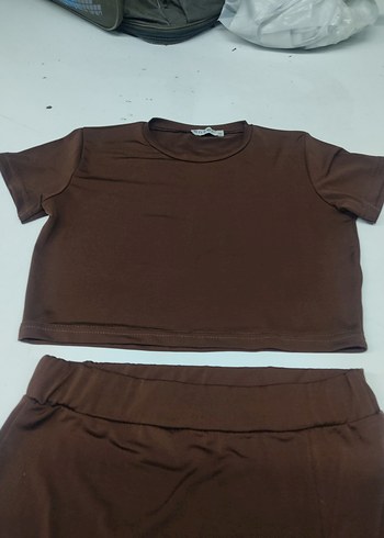 Drapeli Kahverengi etek kırıp takım - Görsel 2