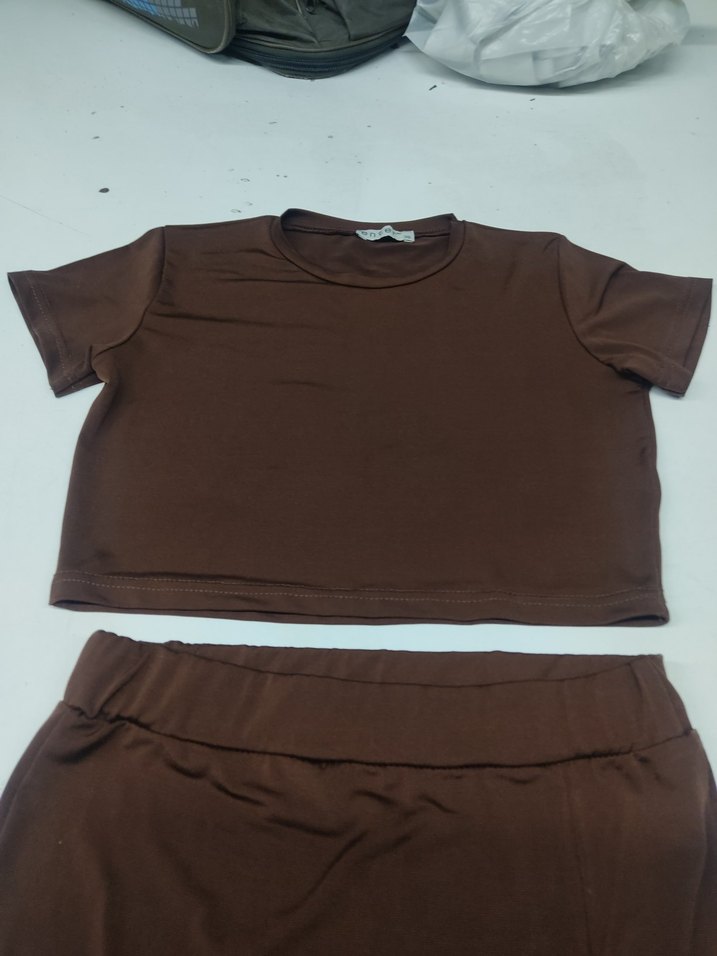 Drapeli Kahverengi etek kırıp takım - Görsel 2