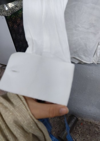 Erkek Beyaz Keten Gömlek - Görsel 2