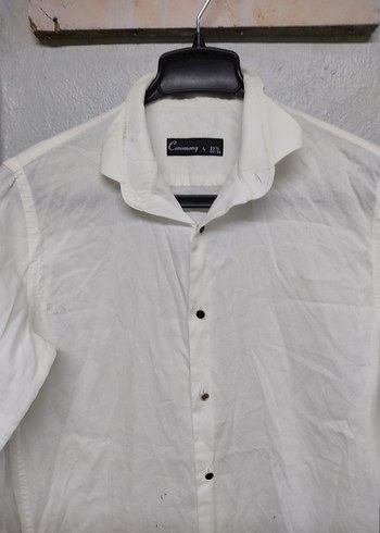 Erkek Beyaz Keten Gömlek - Görsel 3