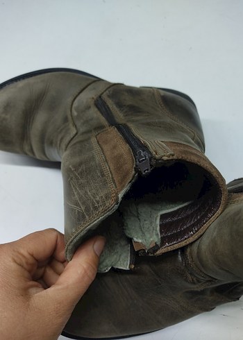 Kahverengi Deri Biker Botlar - Görsel 4