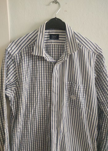 Gri Çizgili Pamuklu Erkek Gömlek - Görsel 2