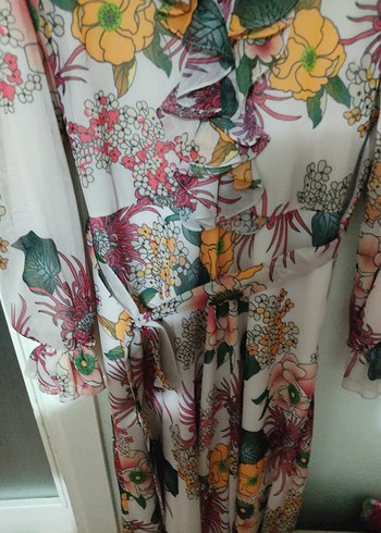 Çiçek Desenli Uzun Kollu Bohem Elbise - Görsel 4