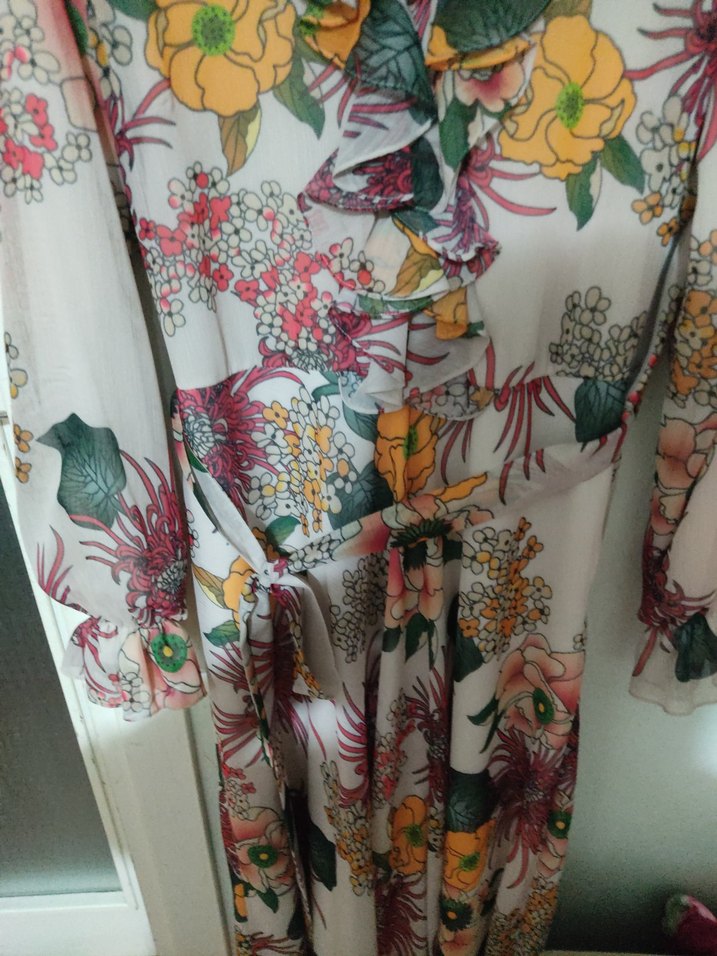 Çiçek Desenli Uzun Kollu Bohem Elbise - Görsel 4