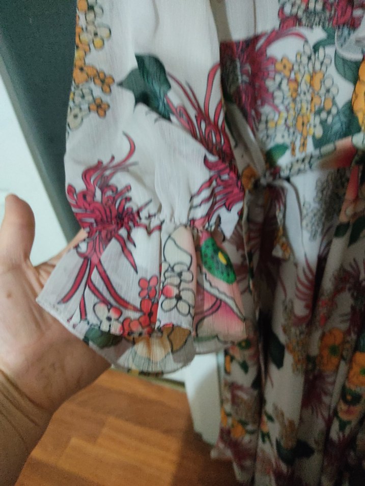 Çiçek Desenli Uzun Kollu Bohem Elbise - Görsel 2