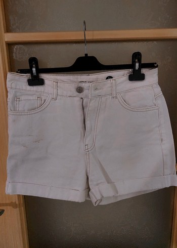 Beyaz Mini Kadın Denim Şort - Görsel 3