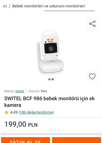 Switel SWITEL BCF 986 bebek monitörü için ek kamera - Görsel 6