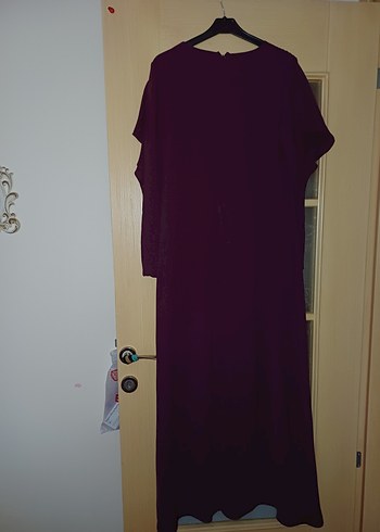 Bordo Uzun Kollu Salaş Uzun Elbise - Görsel 3