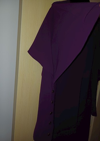 Bordo Uzun Kollu Salaş Uzun Elbise - Görsel 4