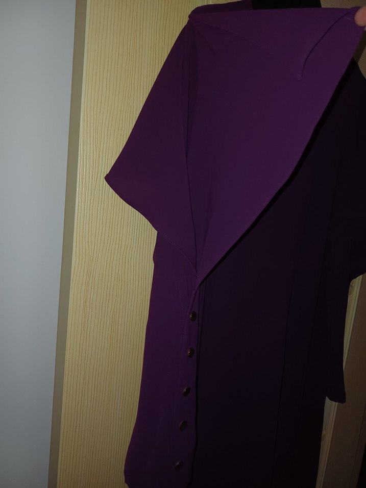 Bordo Uzun Kollu Salaş Uzun Elbise - Görsel 4