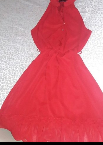 Kırmızı Fırfırlı Midi Bohem Elbise - Görsel 2