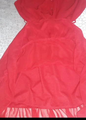 Kırmızı Fırfırlı Midi Bohem Elbise - Görsel 4