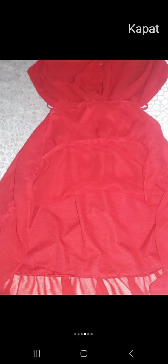 Kırmızı Fırfırlı Midi Bohem Elbise - Görsel 4