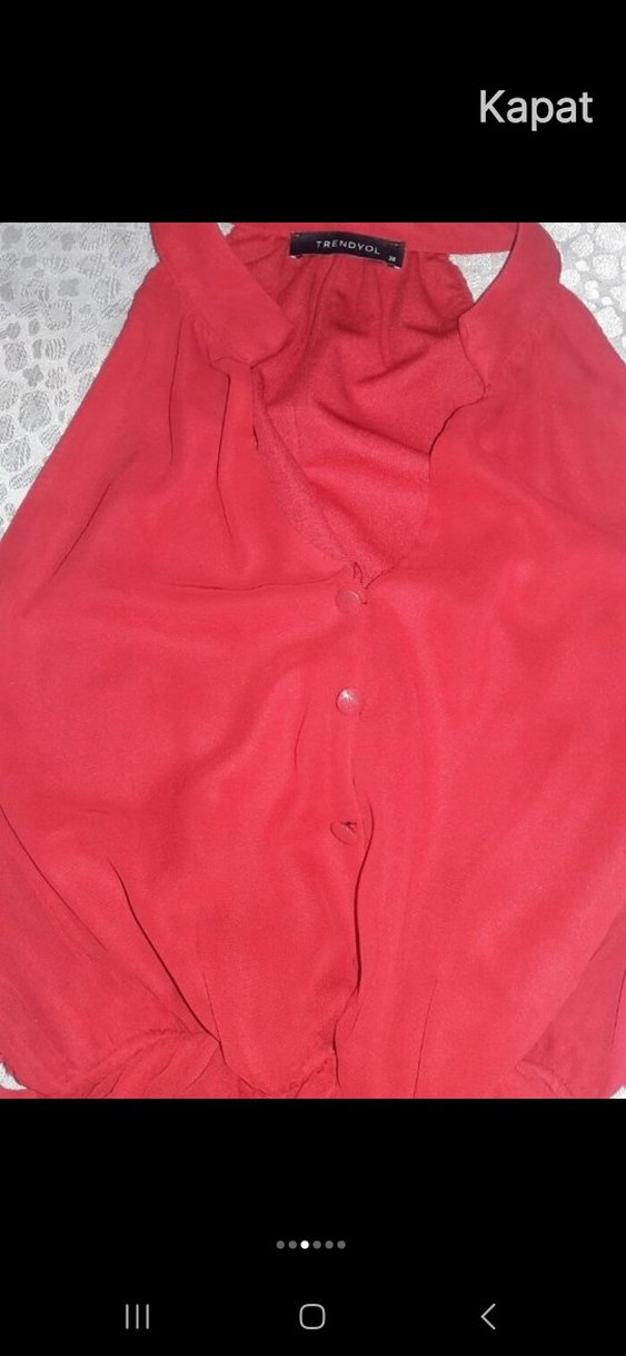 Kırmızı Fırfırlı Midi Bohem Elbise - Görsel 3