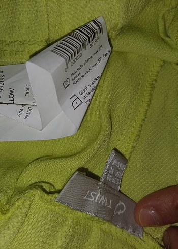 38 Beden yeşil Renk Kadın Beli Kemerli Yeşil Salaş Kumaş Pantolon