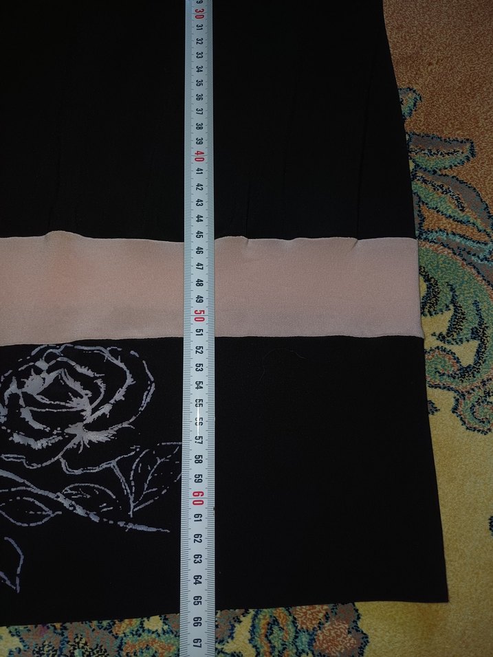 Siyah Desenli Drapeli Uzun wakkorama mini elbise - Görsel 4