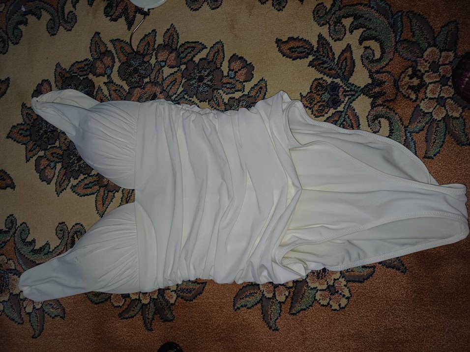 Beyaz Drapeli Kadın Mayo - Görsel 5