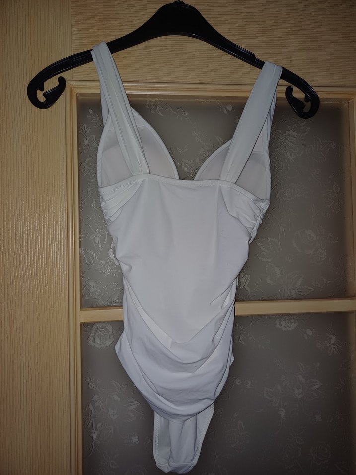 Beyaz Drapeli Kadın Mayo - Görsel 2