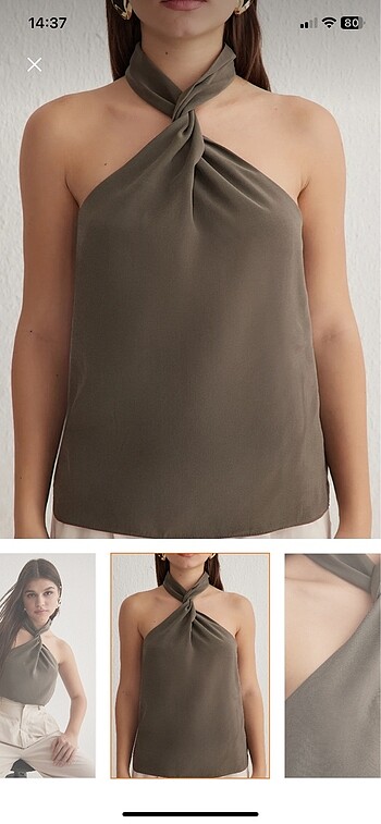 xs Beden haki Renk Trendyolmilla Modal Bluz