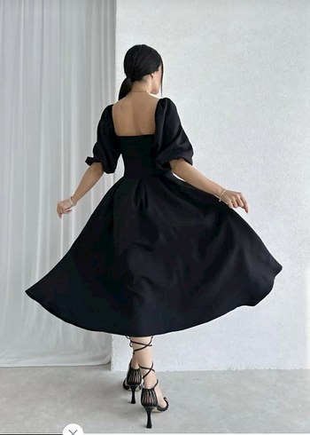m Beden Siyah Uzun Kollu Classic Elegance Elbise