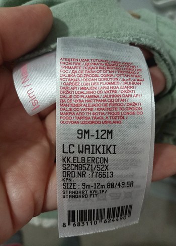 9-12 Ay Beden yeşil Renk Keten Elbise