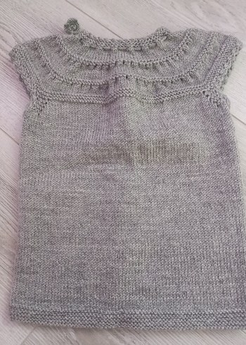 Gri Örgü Kız Çocuk Süveter - Görsel 2