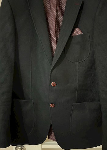 Erkek Siyah Düğmeli Normal Kesim Takım Elbise Ceket - Görsel 3