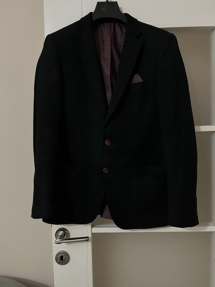 Erkek Siyah Düğmeli Normal Kesim Takım Elbise Ceket - Görsel 2