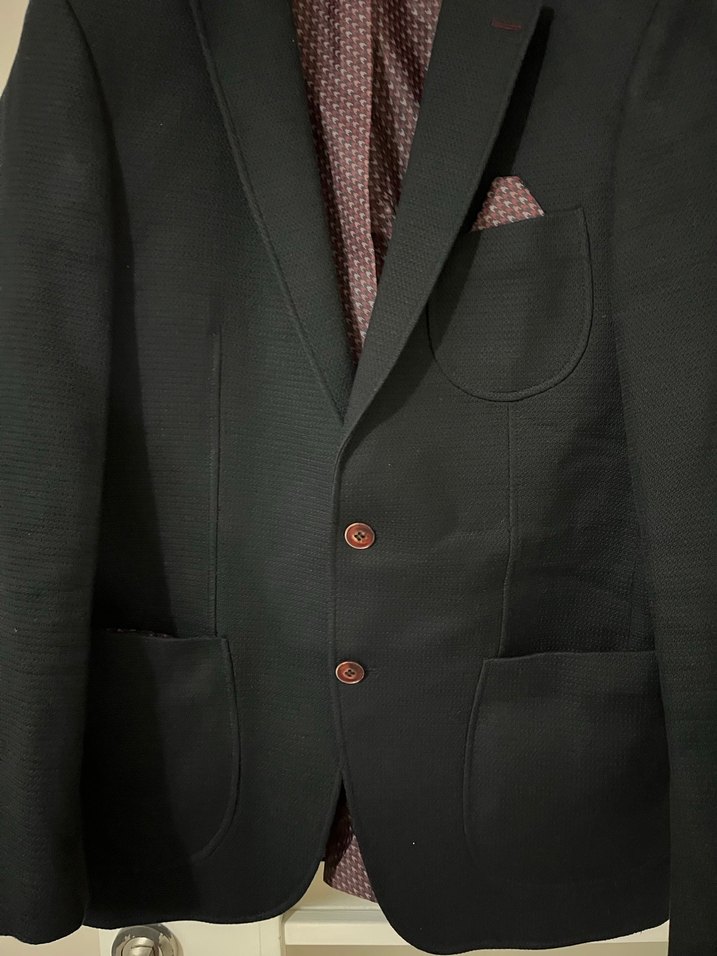 Erkek Siyah Düğmeli Normal Kesim Takım Elbise Ceket - Görsel 3