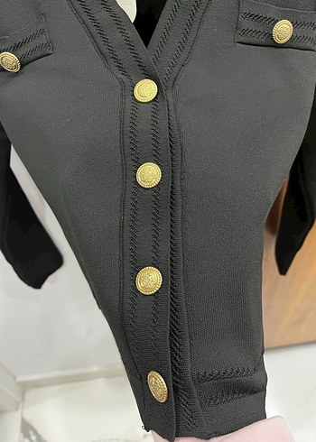 Düğmeli Siyah Kadın Ceket takım - Görsel 5