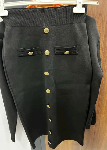 Düğmeli Siyah Kadın Ceket takım - Görsel 11