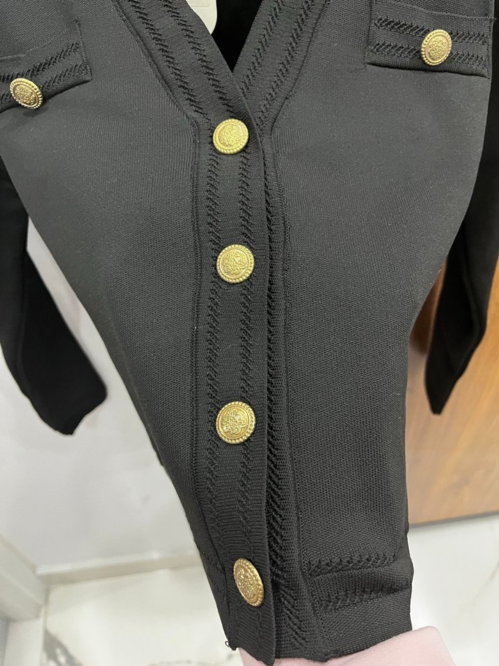 Düğmeli Siyah Kadın Ceket takım - Görsel 5