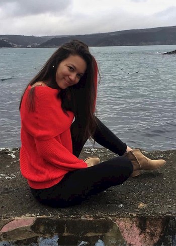 Kırmızı Örgü Kadın Boğazlı Kazak