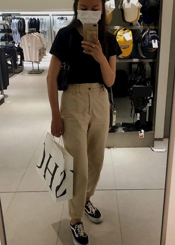Bej Kadın Boyfriend Pantolon Midi Boy Bol Kesim