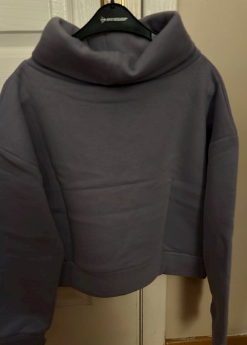 s Beden gri Renk Gri Yüksek Yakalı Kadın Sweatshirt