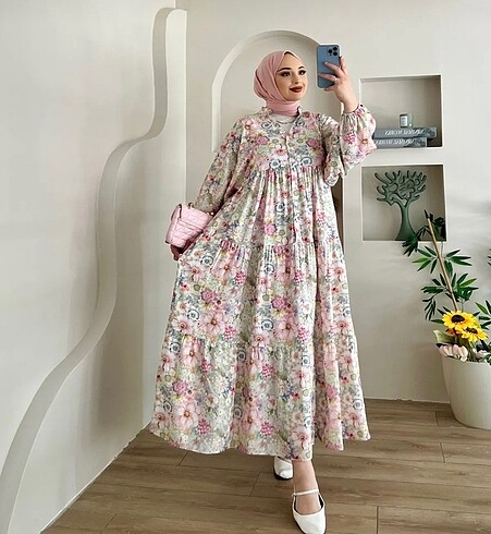 Premium Mango Kumaş Pretty Desenli Elbise