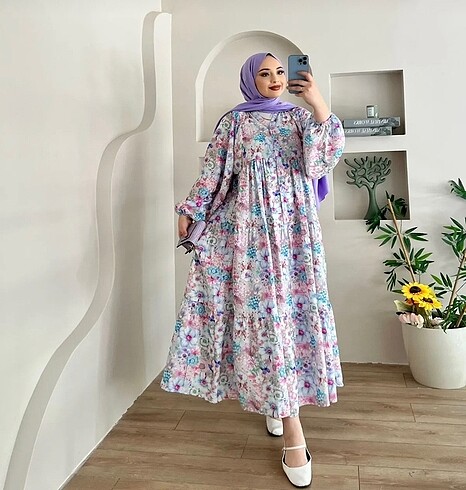 42 Beden Premium Mango Kumaş Pretty Desenli Elbise