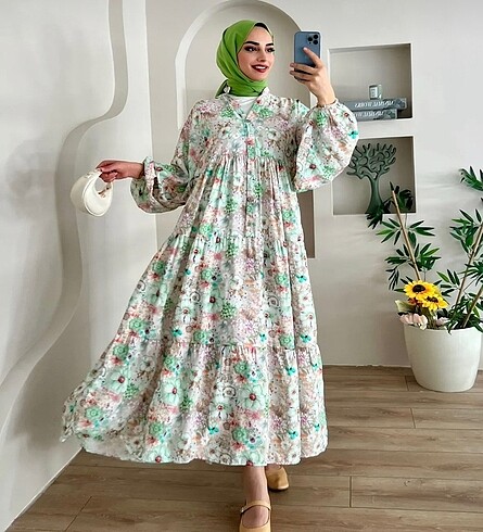 Premium Mango Kumaş Pretty Desenli Elbise