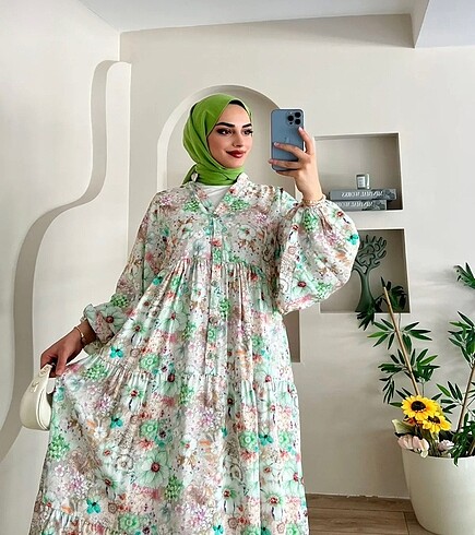 Diğer Premium Mango Kumaş Pretty Desenli Elbise