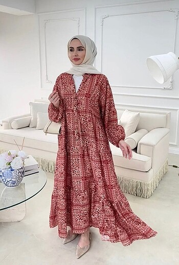 42 Beden çeşitli Renk Premium Mango Kumaş Laide Desenli Elbise